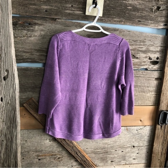 ALIA Petites Size Med Purple Boatneck Knit Sweater - Picture 3 of 5